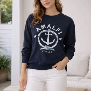Amalfi Dark Blue Crewneck with Nautical Design